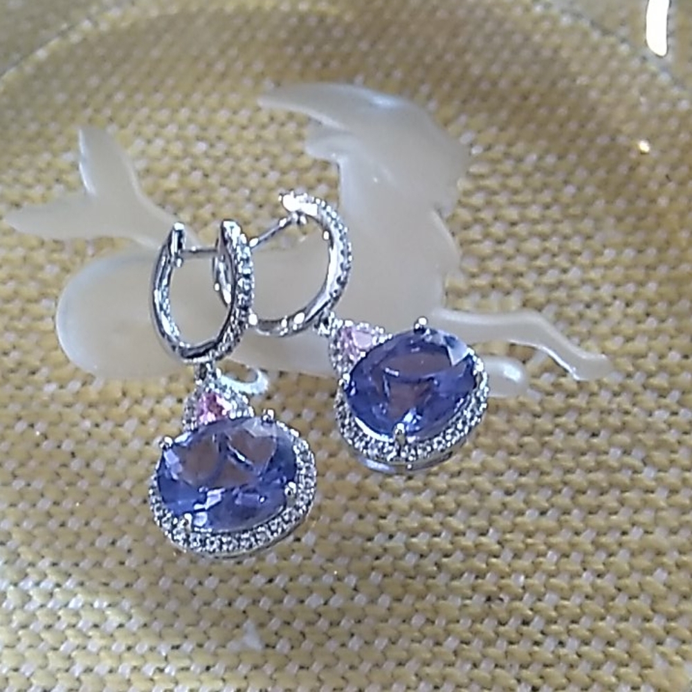 Colleen Lopez Fluorite and Pink Sapphire Earrings